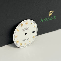 Rolex Datejust Men's 36mm Two Tone White Dial Gold Skinny Roman Numerals 16233