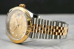 Rolex 41mm Datejust 18K Two-Tone Champagne Diamond Dial Mens Watch 126333