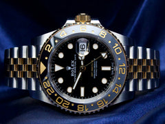 Rolex GMT-Master II 40mm 18K YG & Steel Black Bumblebee Dial Jubilee 126713GRNR
