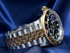 Rolex GMT-Master II 40mm 18K YG & Steel Black Bumblebee Dial Jubilee 126713GRNR