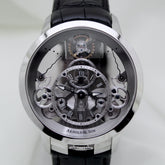 Arnold & Son Time Pyramid 44mm Steel Skeleton Dial Smooth Bezel Leather Band