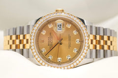 Rolex Datejust 36mm 2-T 18k YG Diamond Dial Paved Jubilee Ladies Watch 126283RBR