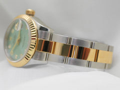 Rolex Datejust Lady 28mm 18k YG-SS Mint Green Diamond Dial Oyster 279173