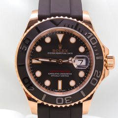 Rolex Yacht-Master 40mm 18K RG-SS Black Dial Rubber Band 116655