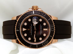 Rolex Yacht-Master 40mm 18K RG-SS Black Dial Rubber Band 116655
