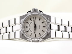 Vacheron Constantin Overseas 25mm SS White Dial Paved Watch 16550/423A-8880