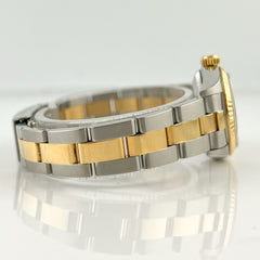 Rolex 25mm Oyster Perpetual 18K Yellow Gold Two-Tone White Dial Watch 67193