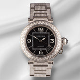 Cartier Pasha 40mm Black Dial Custom Iced Out 8ct Genuine Diamonds Ref 2790