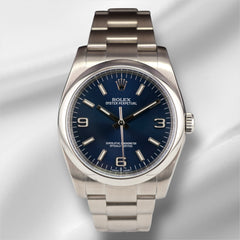 Rolex Oyster Perpetual 36mm Blue Dial Steel Mens Watch 116000