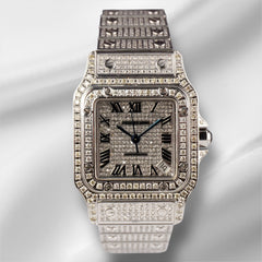 Cartier Santos 32mm Ladies Watch Iced 10ct White Diamonds Ref 2823