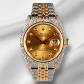 Rolex Datejust 36mm 18k 2-Tone Gold Diamond Dial Watch Iced 11ct Diamonds