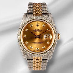 Rolex Datejust 36mm 18k 2-Tone Gold Diamond Dial Watch Iced 11ct Diamonds