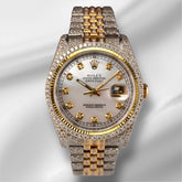 Rolex Datejust 36mm 18k 2-Tone White Diamond Dial Watch Iced 14ct Diamonds