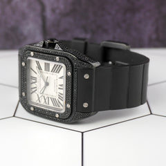 Cartier Santos 100 XL 38mm Men's Iced 3ct Diamonds White Roman Ref 2656