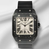 Cartier Santos 100 XL 38mm Men's Iced 3ct Diamonds White Roman Ref 2656