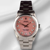 Rolex 34mm Oyster Perpetual Pink Mop Dial Stainless Steel Watch 14000