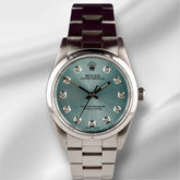 Rolex 34mm Oyster Perpetual Ice Blue Diamond Dial Stainless Steel Watch 14000