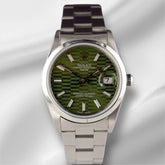 Rolex Date 34mm Ladies Green Motif Dial Oyster Steel Watch 15000