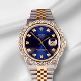 Rolex Men's Datejust 36mm 18k Yellow Gold & Steel ICED 2.50ct Diamonds Blue Dial