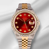 Rolex Datejust 36mm 18k Yellow Gold & Steel 2.50ct Diamonds Red Dial