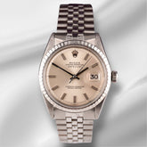 Rolex 36mm Datejust Mens Steel Engine-Turned Jubilee Silver Dial Watch 1603