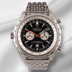 Breitling Men's Chrono-Matic 44mm 8ct Diamond Steel Black Dial Watch Ref: A41360