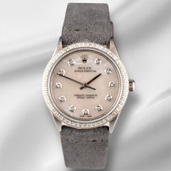 Rolex 34mm Oyster Perpetual Stainless Steel Watch 1.5ct Diamond MOP Dial 1005