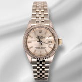 Rolex Ladies Datejust 26mm 18k White Gold Jubilee Silver Dial Watch Ref: 6917