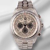 Breitling Professional 44mm Silver Dial 5ct Iced Out Diamond Mens Watch A42362
