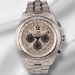 Breitling Professional 44mm Silver Dial 5ct Iced Out Diamond Mens Watch A42362