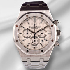 Audemars Piguet Royal Oak 41mm Chronograph White Dial Steel Watch 26320ST Papers