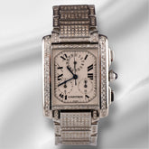 Cartier Tank Francaise Chrono Ladies 28mm Steel Watch Iced 8ct Diamonds Ref 2303