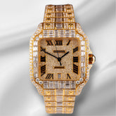 Cartier Santos Large Men's 40mm 18k Yellow Gold Watch Iced Out 30ct Diamond 4070