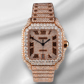 Cartier Santos Large 18k Rose Gold 40mm Iced 25ct Genuine Diamonds 4071