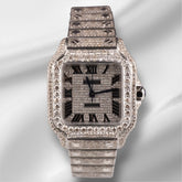 Cartier Santos Medium 35mm Custom Iced 13ct Diamonds Ladies Steel Watch 4075