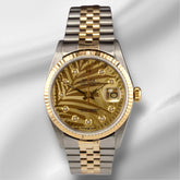 Rolex Datejust 36mm Yellow Gold Palm Motif Diamond Dial Jubilee Watch