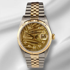 Rolex Datejust 36mm Yellow Gold Palm Motif Diamond Dial Jubilee Watch
