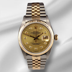 Rolex Datejust 36mm Yellow Gold Fluted Motif Diamond Dial Jubilee Watch