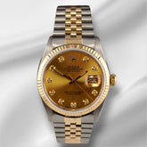 Rolex Datejust 36mm Yellow Gold Fluted Gold Diamond Dial Jubilee Watch