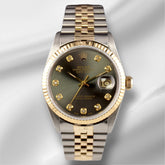 Rolex Datejust 36mm Yellow Gold Fluted Grey Diamond Dial Jubilee Watch