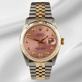 Rolex Datejust 36mm Yellow Gold Fluted Pink Diamond Dial Jubilee Watch
