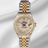 Rolex Ladies Datejust 26mm 18k Gold & Steel Watch ICED 1.5ct Diamonds White Dial