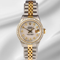 Rolex Ladies Datejust 26mm 18k Gold & Steel Watch ICED 1.5ct Diamonds White Dial