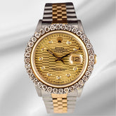 Rolex Datejust 36mm 18K YG & Steel 2.50ct Diamonds Motif Dial Men's Watch