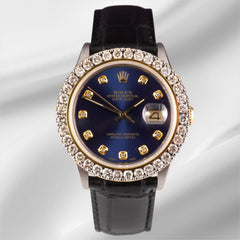 Rolex Datejust 36mm 2-Tone 2.50ct Dark Blue Diamonds Dial Men's Watch