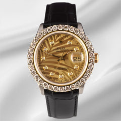 Rolex Datejust 36mm 2-Tone 2.50ct Palm Motif Diamonds Dial Men's Watch