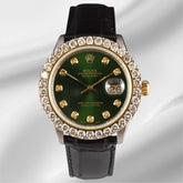 Rolex Datejust 36mm 2-Tone 2.50ct Green Diamonds Dial Men's Watch
