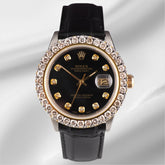Rolex Datejust 36mm 2-Tone 2.50ct Black Diamonds Dial Men's Watch