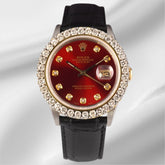 Rolex Datejust 36mm 2-Tone 2.50ct Red Diamonds Dial Men's Watch