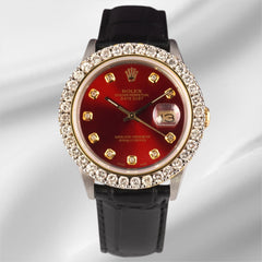 Rolex Datejust 36mm 2-Tone 2.50ct Red Diamonds Dial Men's Watch